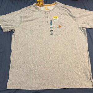 Carhartt Men's Force Henley T-Shirt Gray Relaxed Fit Pocket 3XL
